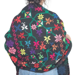 flora and fauna hand embroidered mexican textile
